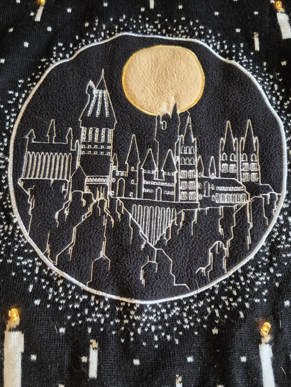 Harry Potter Hogwart Night Ugly Christmas Sweater Light Up Embroidered - Picture 5 of 9